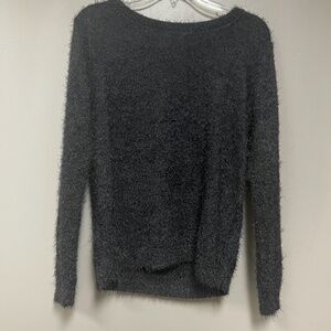 JW Style Black Fuzzy Long Sleeve Sweater Medium